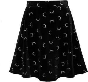 Hell Bunny Misty Moon Black Velvet Glittery Crescent Skirt