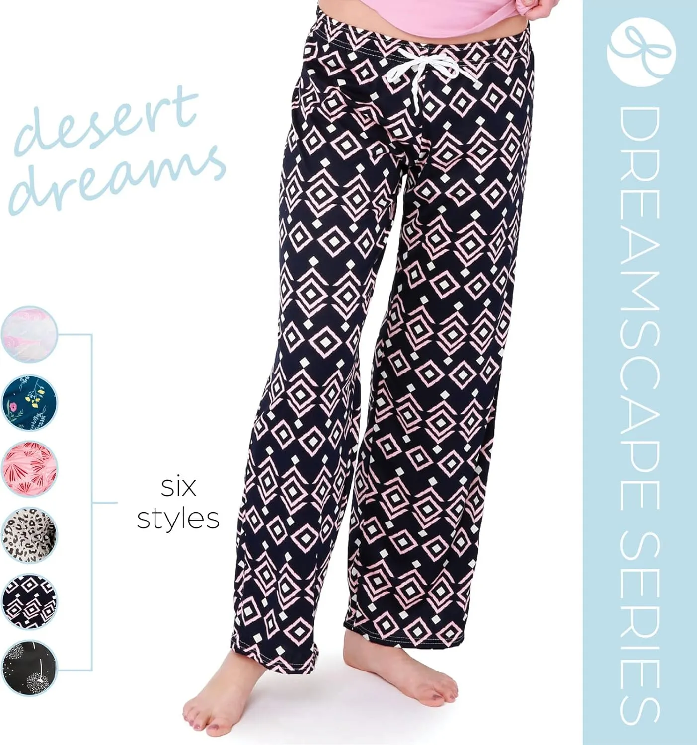 Hello Mello Signature Lounge Pants Womens Soft Pajama Bottoms Elastic Waistband Drawstring Tie
