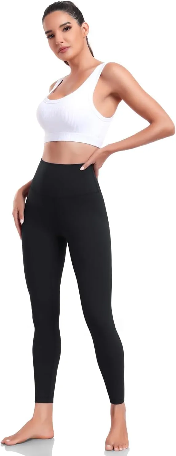 HeyNuts Pure&Plain Workout Pro/Yoga Pro 7/8 Athletic Leggings for Women, High Waisted Compression Tummy Control Pants 25''