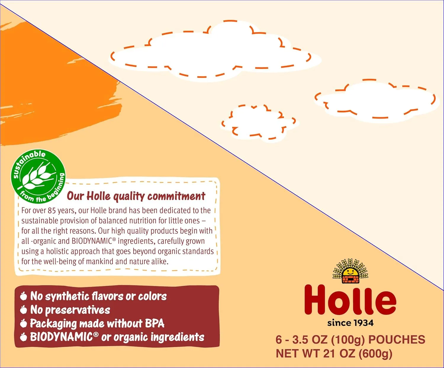 Holle Organic Baby Food Pouches - Banana Llama Baby Puree with Banana, Apple, Mango and Apricot - (6 Pack) Organic Baby Snacks   Fruit and Veggie Pouches for Weaning Babies 6 Months and Older