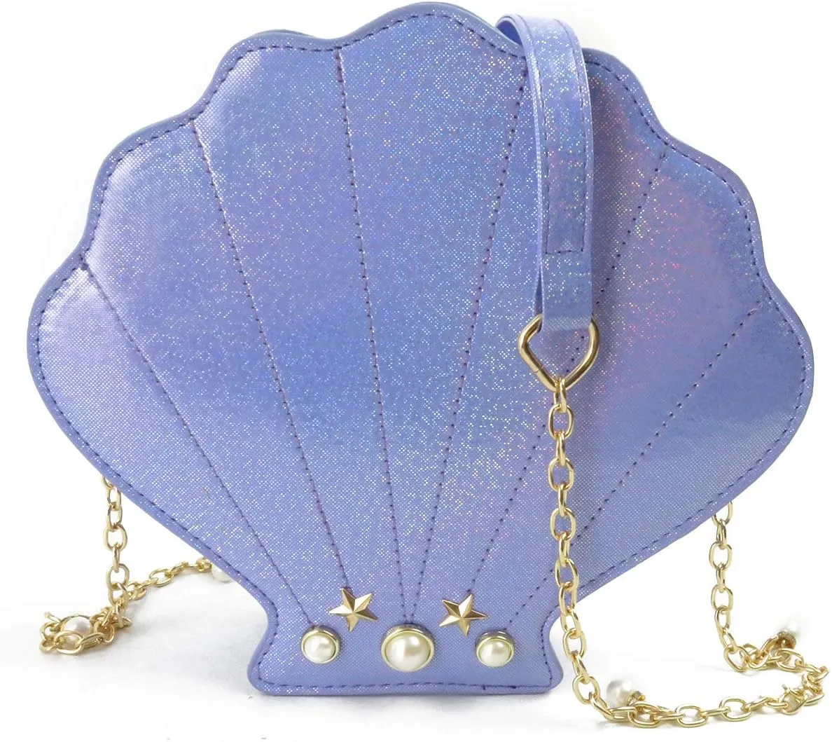 Hologram Laser Shell Shoulder Bags Pearl Cross-body Chain Purse Bags for Womens
