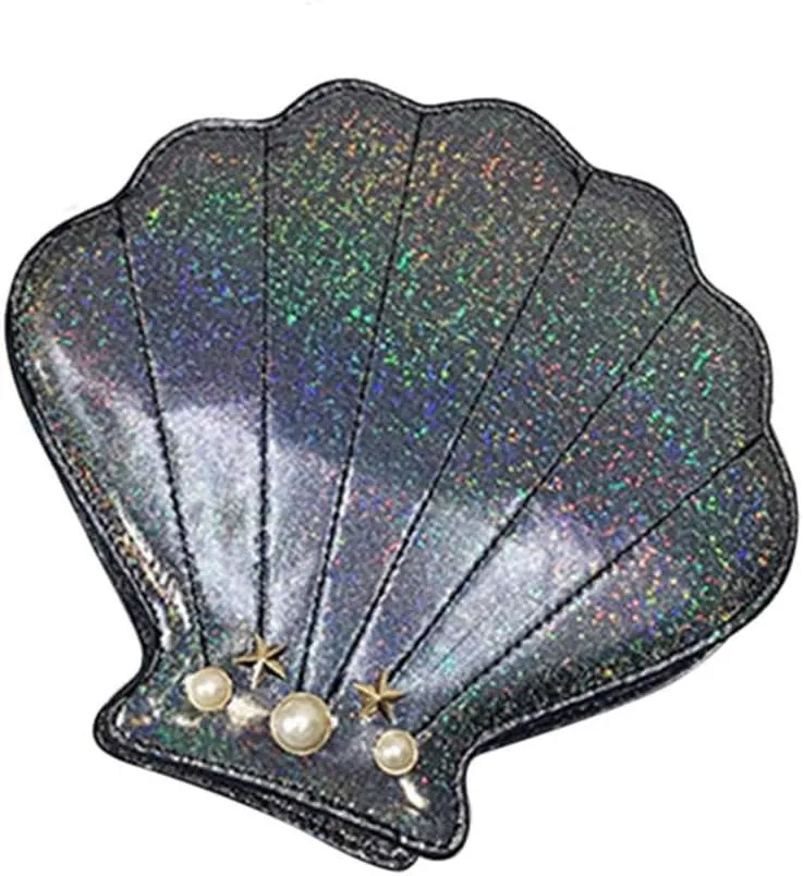 Hologram Laser Shell Shoulder Bags Pearl Cross-body Chain Purse Bags for Womens