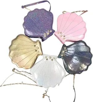 Hologram Laser Shell Shoulder Bags Pearl Cross-body Chain Purse Bags for Womens