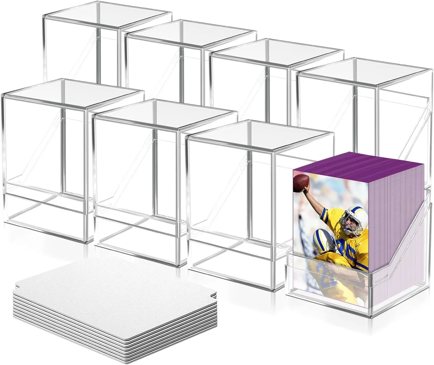 Homthy 8 Pack Card Deck Cases for Trading Cards, Acrylic Card Storage Boxes Holding 100  Sleeved Cards with 8 Dividers, Clear Card Storage Boxes fit for YuGiOh, MTG and Sport Cards (8 Pack)