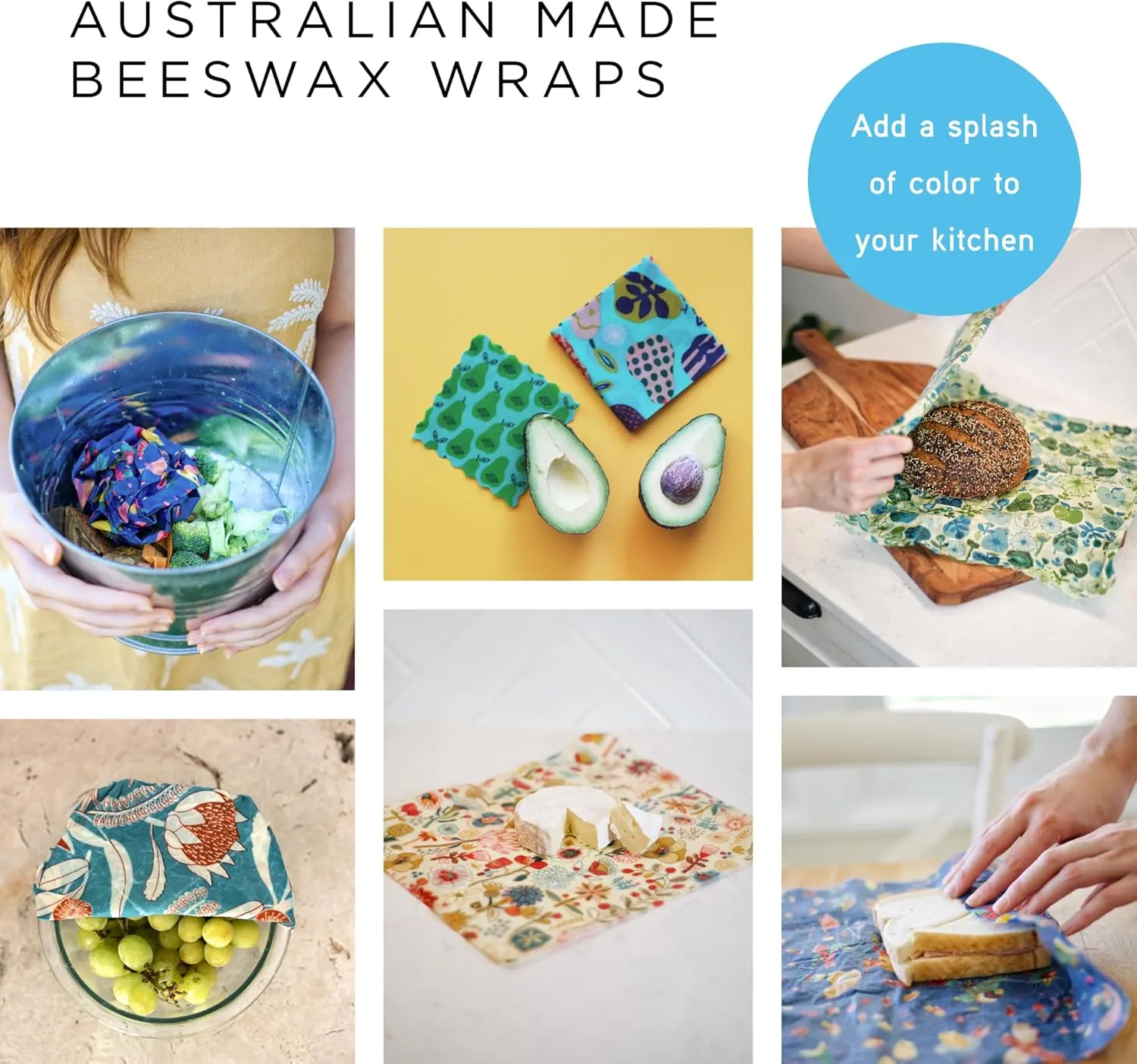 Honeybee Beeswax Wraps - Poppy Pattern Beeswax Roll -Certified Organic Cotton Beeswax Wraps for Food - Reusable - Plastic Wrap & Sandwich Bags Alternative - 40’’ x 13’’