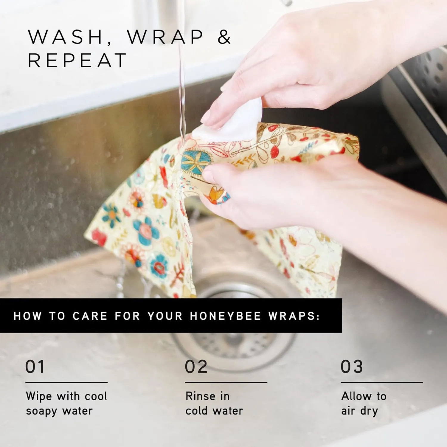 Honeybee Beeswax Wraps - Poppy Pattern Beeswax Roll -Certified Organic Cotton Beeswax Wraps for Food - Reusable - Plastic Wrap & Sandwich Bags Alternative - 40’’ x 13’’