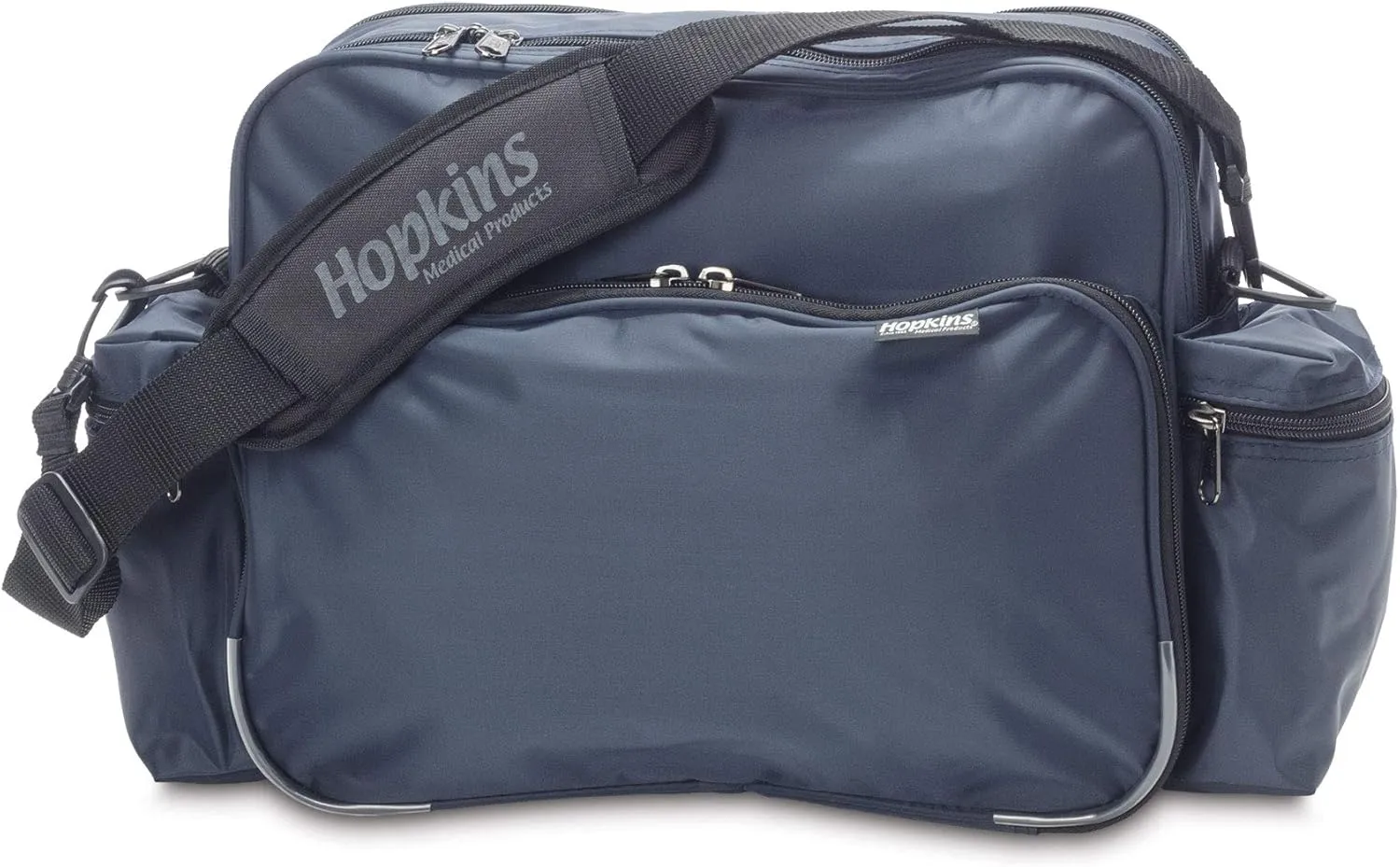 Hopkins Medical Products Original Home Health Shoulder Bag, 70D Waterproof Nylon, Fold-Down Compartment, Adjustable Straps, 14x11x7 inch, Navy Blue