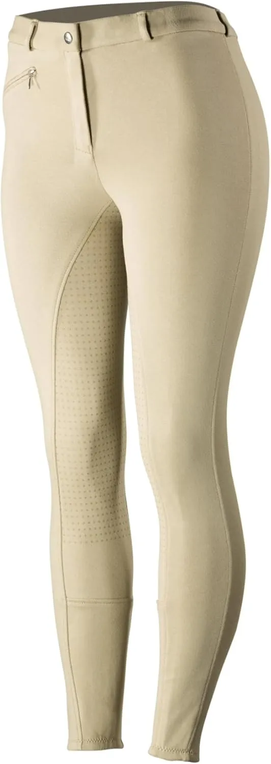 HORZE Active Women's Horse Riding Silicone Grip Full Seat Breeches | Midrise Waist with Front Pocket