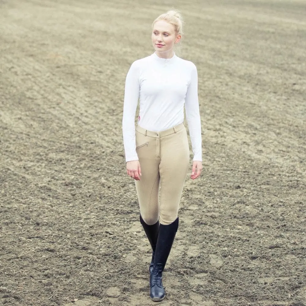 HORZE Active Women's Horse Riding Silicone Grip Full Seat Breeches | Midrise Waist with Front Pocket