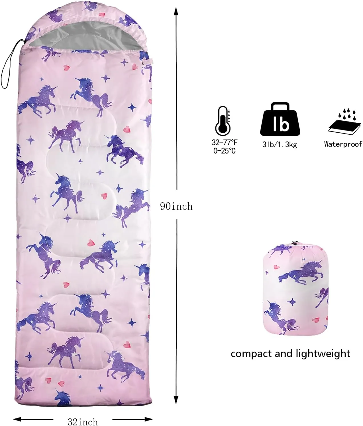 HOSIMA Mermaid Tail Kids Sleeping Bags for Camping Hiking Travel,Purple Fish Scale Backpacking Sleeping Bag Sleep Away Camp Stuff for Girls,4 Seasons Lightweight Sleeping Bags for Adults.