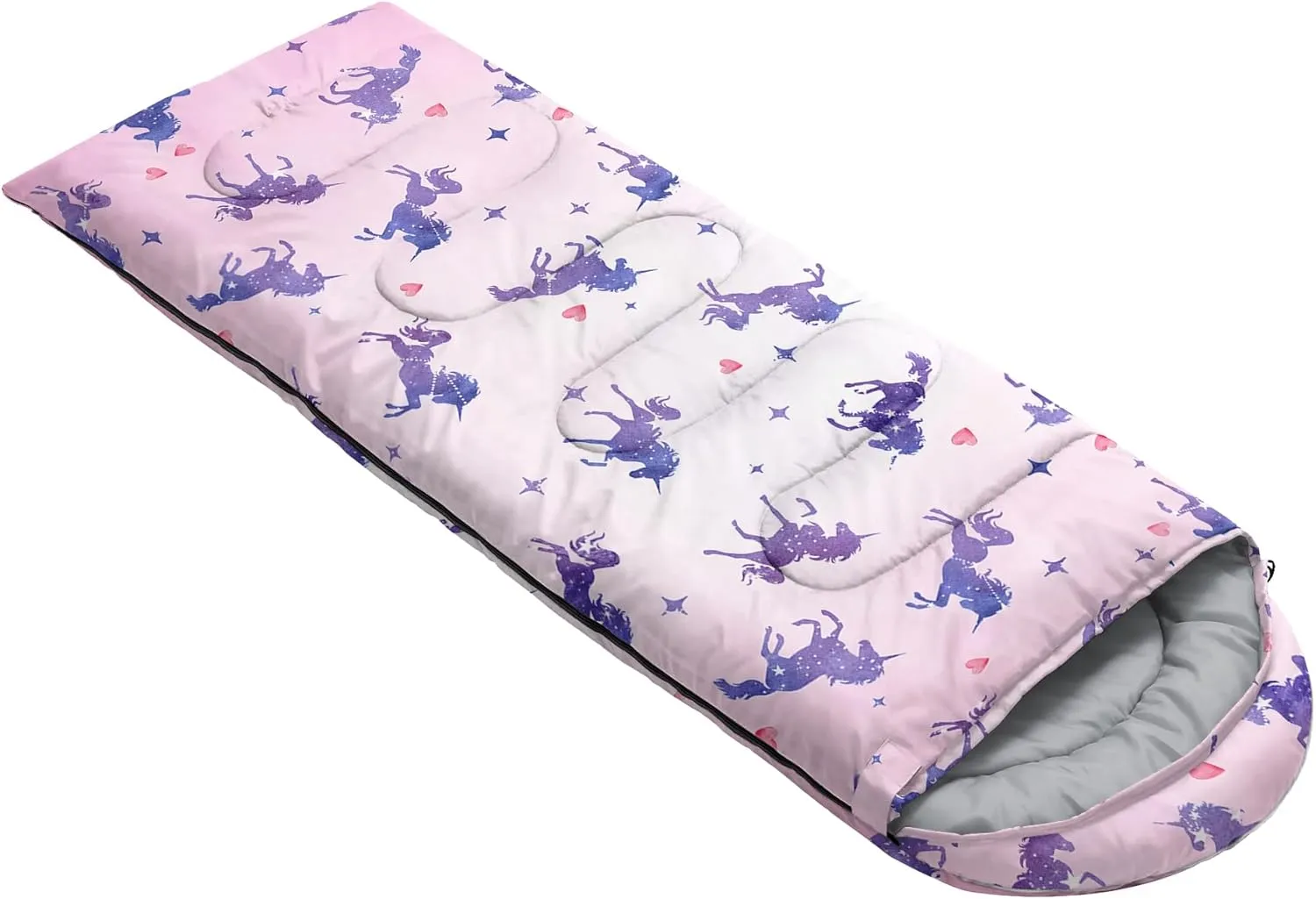 HOSIMA Mermaid Tail Kids Sleeping Bags for Camping Hiking Travel,Purple Fish Scale Backpacking Sleeping Bag Sleep Away Camp Stuff for Girls,4 Seasons Lightweight Sleeping Bags for Adults.