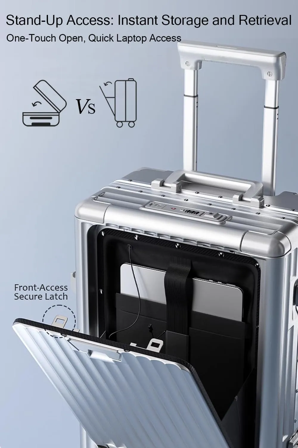 HotWay 24 Inch Checked In Luggage with Cup Phone Holder and Laptop Compartment, PC Hard Shell Suitcase with Spinner Wheels and USB Port, Large Luggage for Business Travel