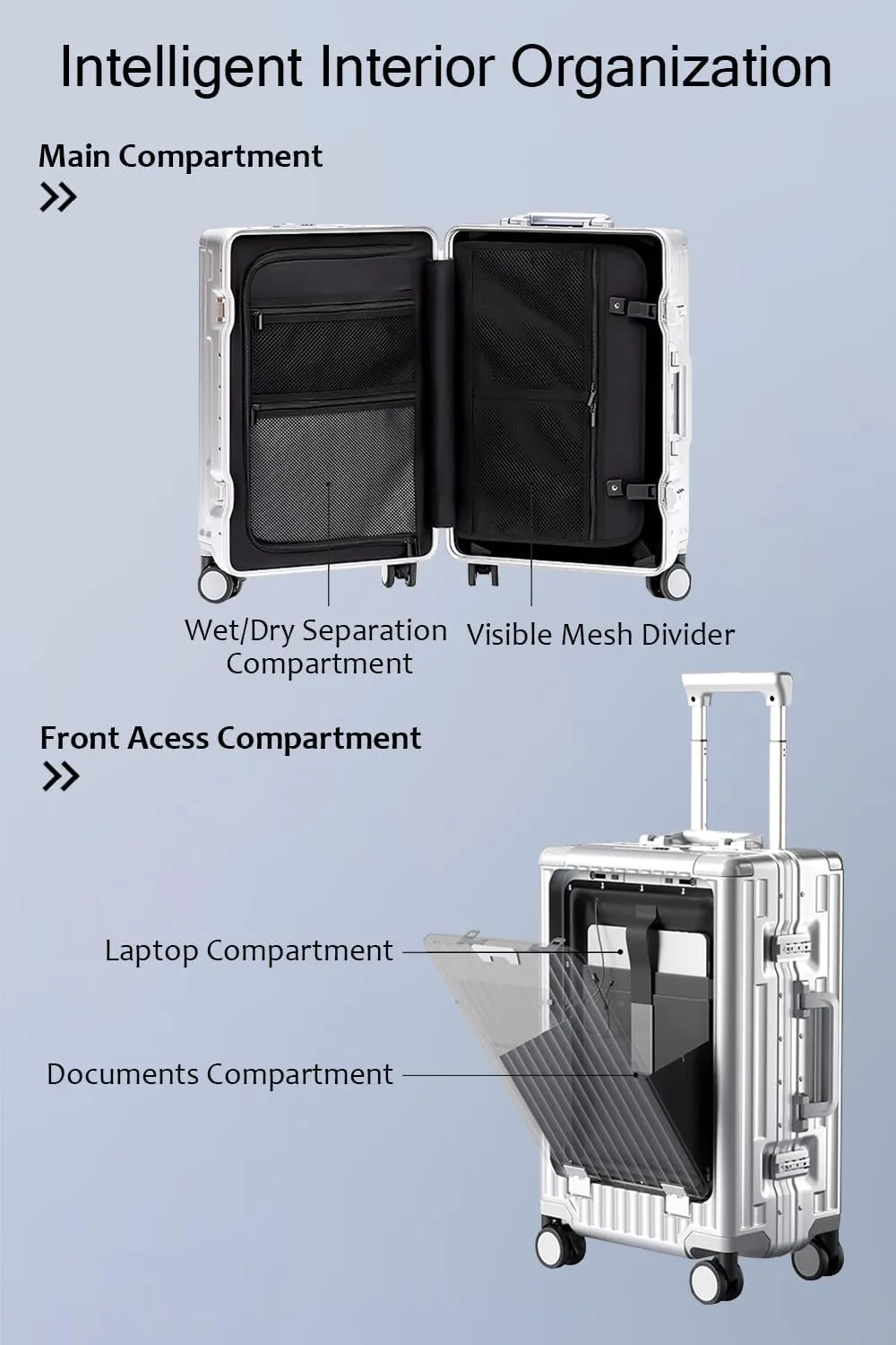 HotWay 24 Inch Checked In Luggage with Cup Phone Holder and Laptop Compartment, PC Hard Shell Suitcase with Spinner Wheels and USB Port, Large Luggage for Business Travel