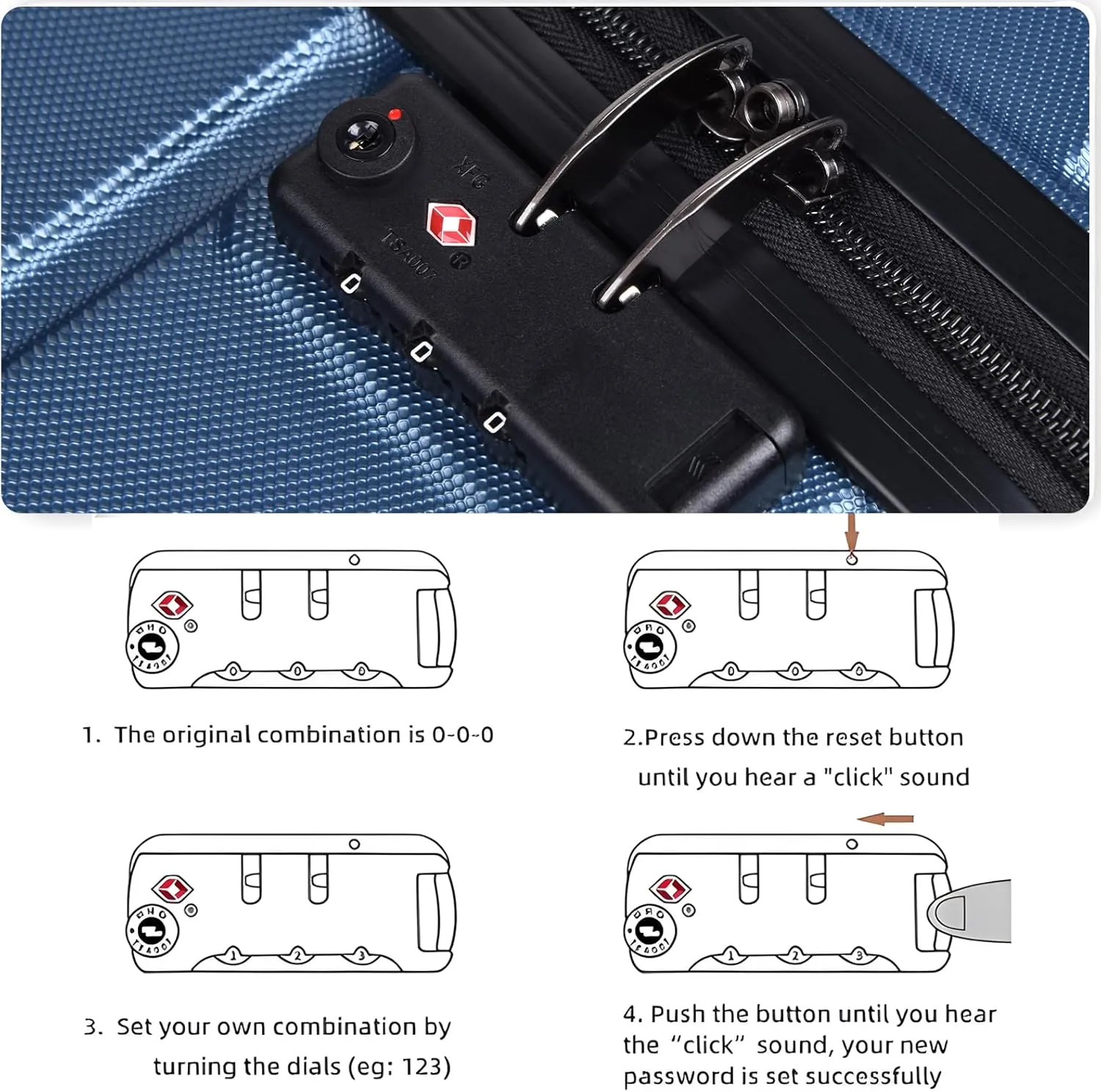 HOUAGI 20" Carry-On Luggage,Hard Shell Suitcase with Spinner Wheels,Lightweight Travel Luggage Suitcases with TSA Lock for Women Men,Dark Blue