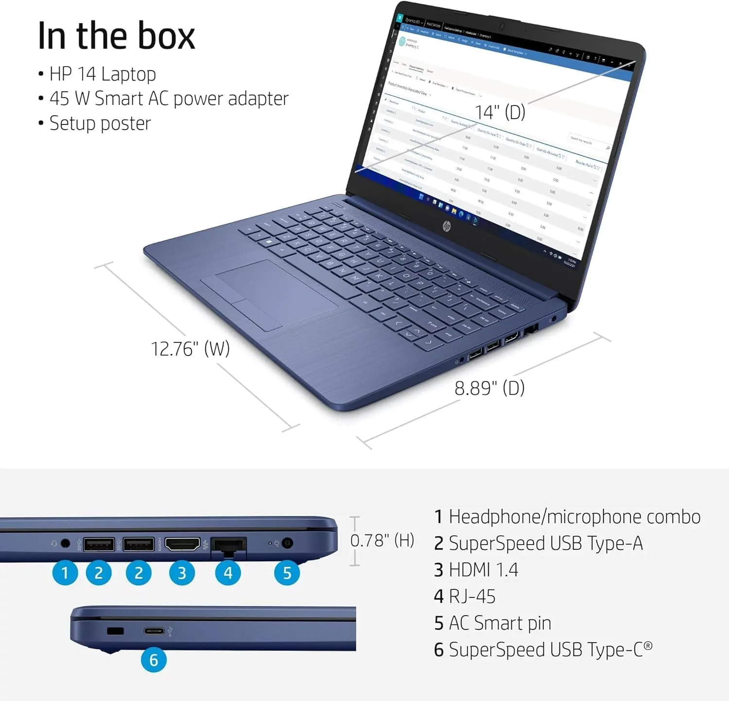 HP 14 Ultrabook • Back to School Limited Edition with Microsoft 365 • Intel 4-Core CPU • 16GB RAM • 1600GB Storage (64GB OnBoard withHP 512GB P500 Portable SSD   1TB OneDrive) • Royal Blue • Win 11