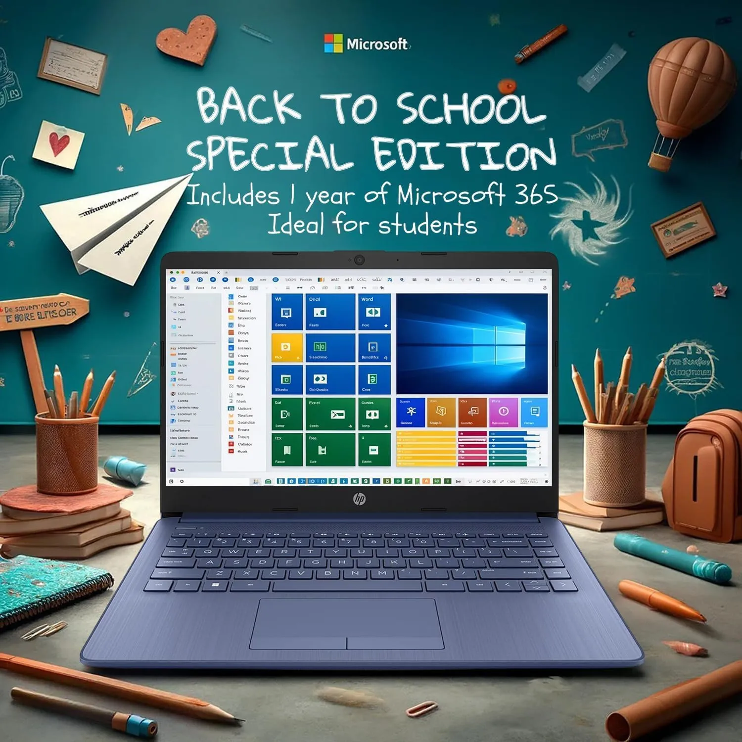 HP 14 Ultrabook • Back to School Limited Edition with Microsoft 365 • Intel 4-Core CPU • 16GB RAM • 1600GB Storage (64GB OnBoard withHP 512GB P500 Portable SSD   1TB OneDrive) • Royal Blue • Win 11