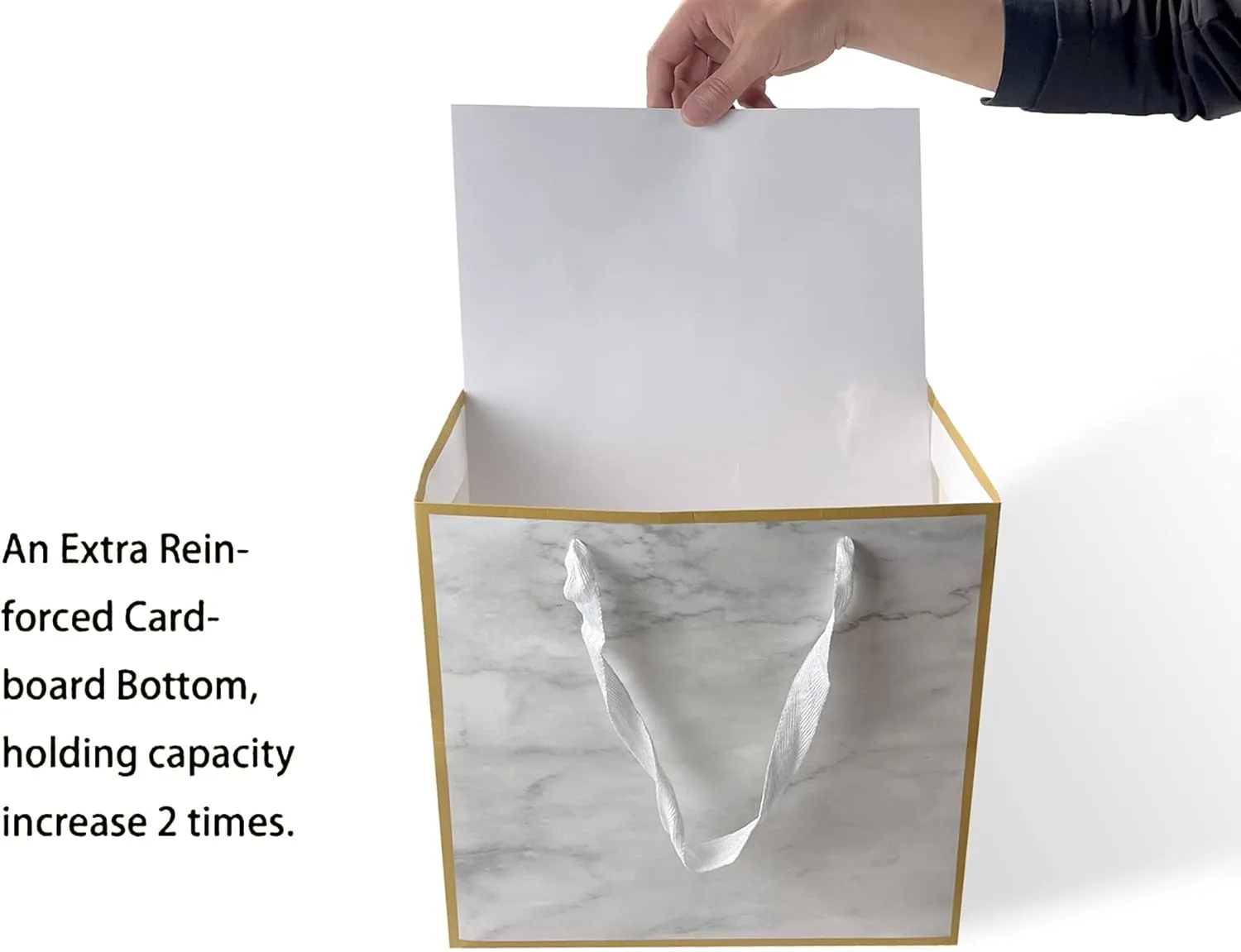 HUAPRINT Kraft Paper Gift Bags with Handles,Marble Paper Bags,12 Pack 6x6x6inch Square Gift Bag, Shopping Merchandise Bags,Party Favor Bags,Birthday,Goodie,Craft Retail,Candy,Cookie,Take Out Bags