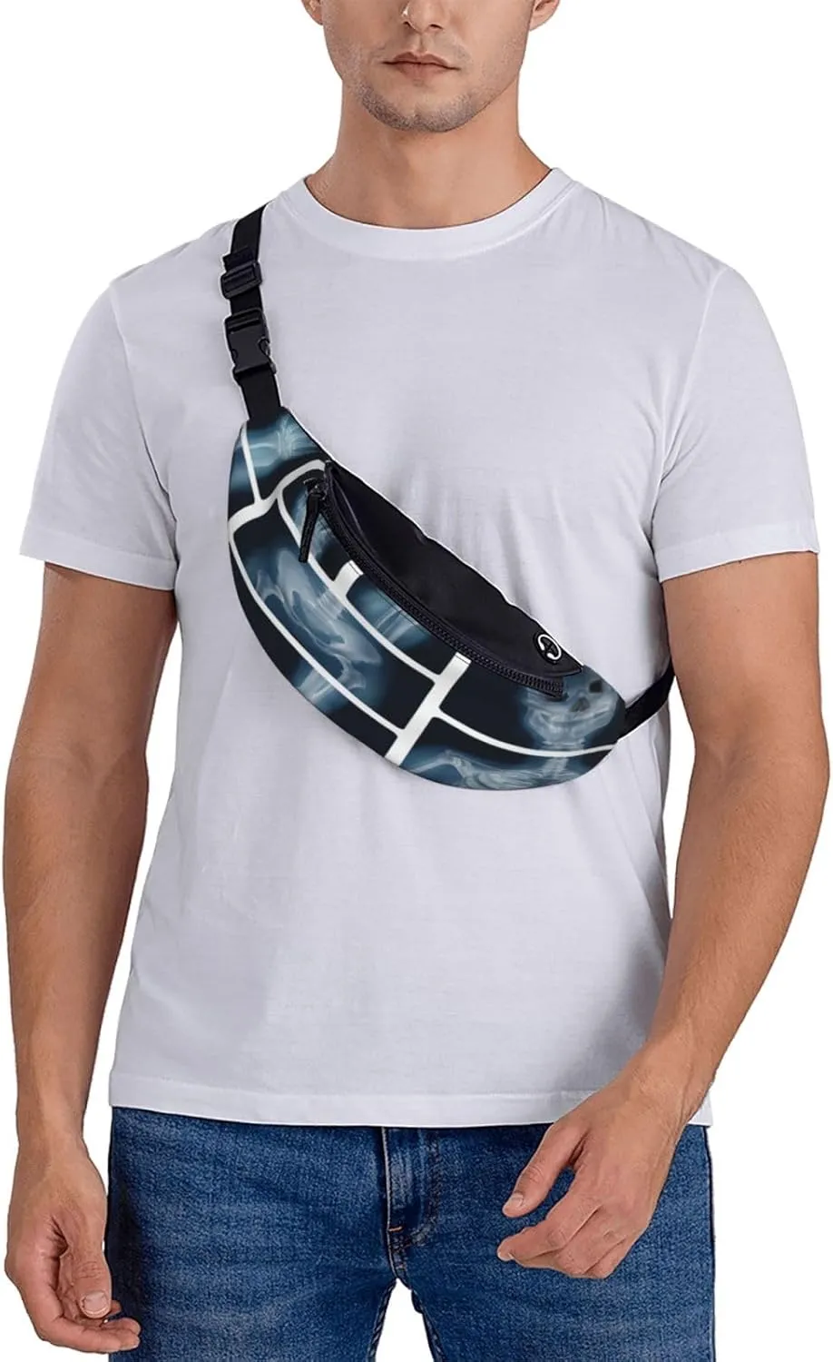 Human Bones X Ray Fanny Pack, Crossbody Waist Packs for Women Men Waist Bags with Adjustable Strap for Travel Running Hiking Sport