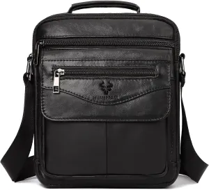 HUMERPAUL Small Messenger Bag for Men Sling Crossbody Shoulder Bag Genuine Leather Handbag Man Purse for Work Business