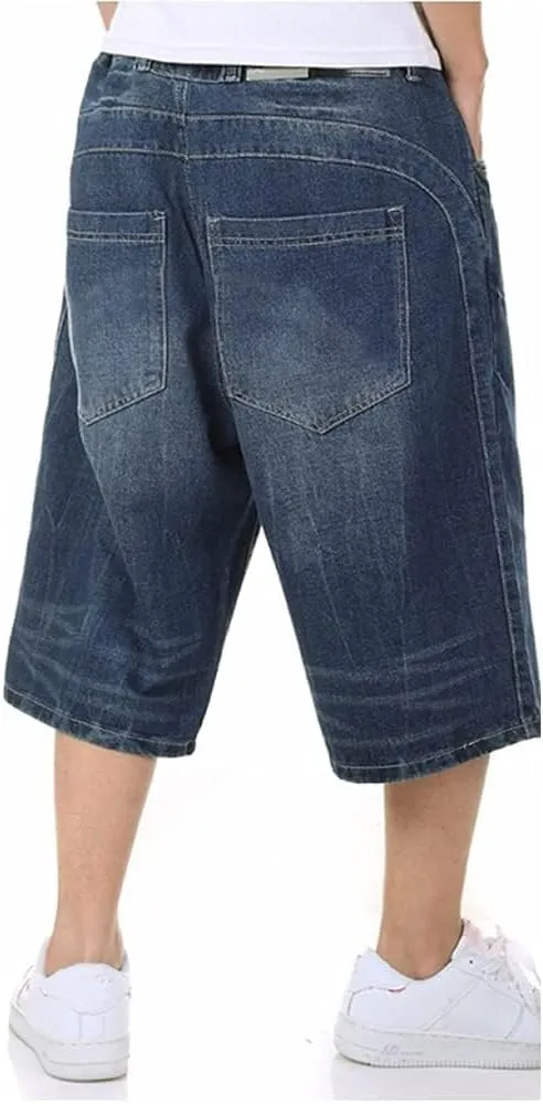 IDEALSANXUN Baggy Jean Shorts for Men Jorts Casual Loose Fit Long Denim Shorts