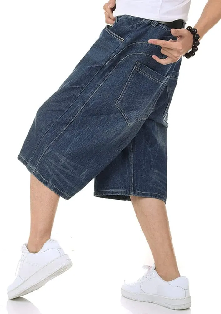 IDEALSANXUN Baggy Jean Shorts for Men Jorts Casual Loose Fit Long Denim Shorts