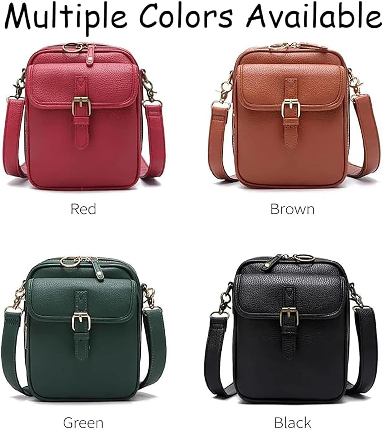Inbuyus Vintage Large Capacity Messenger Bag, Double Layer Mini Messenger Bag with Leather Crossbody Shoulder