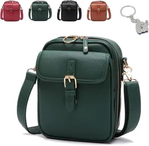 Inbuyus Vintage Large Capacity Messenger Bag, Double Layer Mini Messenger Bag with Leather Crossbody Shoulder