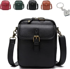 Inbuyus Vintage Large Capacity Messenger Bag, Double Layer Mini Messenger Bag with Leather Crossbody Shoulder