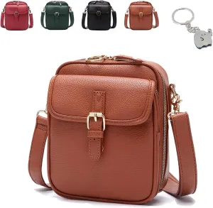 Inbuyus Vintage Large Capacity Messenger Bag, Double Layer Mini Messenger Bag with Leather Crossbody Shoulder