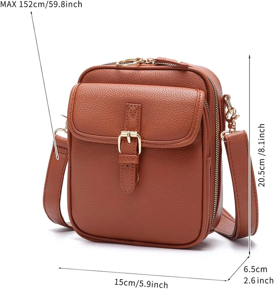 Inbuyus Vintage Large Capacity Messenger Bag, Double Layer Mini Messenger Bag with Leather Crossbody Shoulder