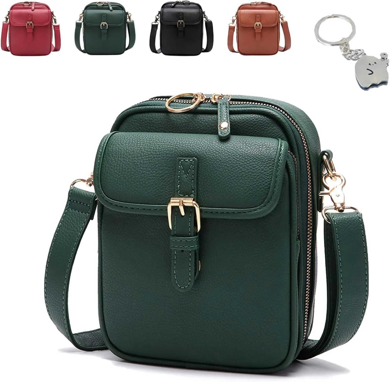 Inbuyus Vintage Large Capacity Messenger Bag, Double Layer Mini Messenger Bag with Leather Crossbody Shoulder