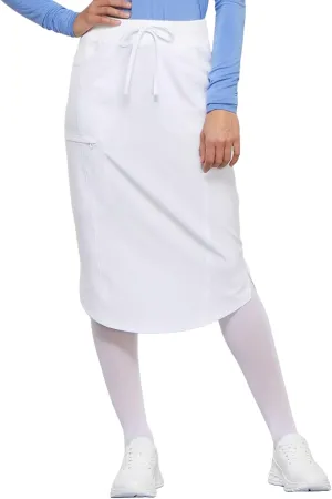 Infinity Cherokee Drawstring Cargo Scrub Skirt for Women, 5 Pockets Knee Length Stretchy Rib-Knit Fabric CK505A