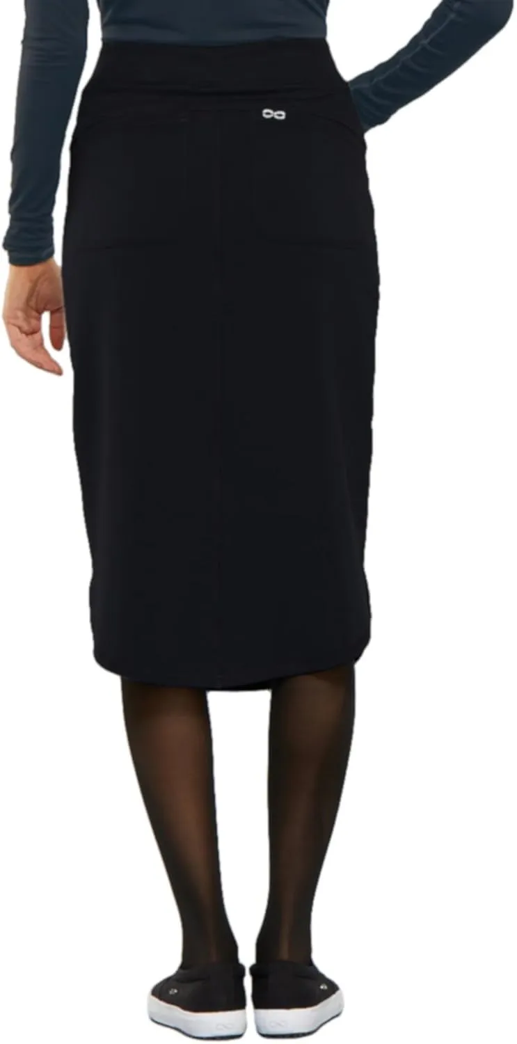 Infinity Cherokee Drawstring Cargo Scrub Skirt for Women, 5 Pockets Knee Length Stretchy Rib-Knit Fabric CK505A