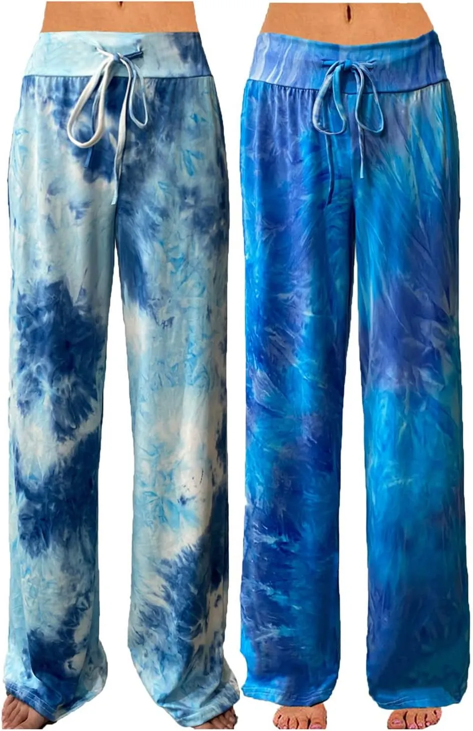 iniber Women's Comfy Pajama Pants Casual Lounge Pant Wide Leg Palazzo Stretch Drawstring Bottoms