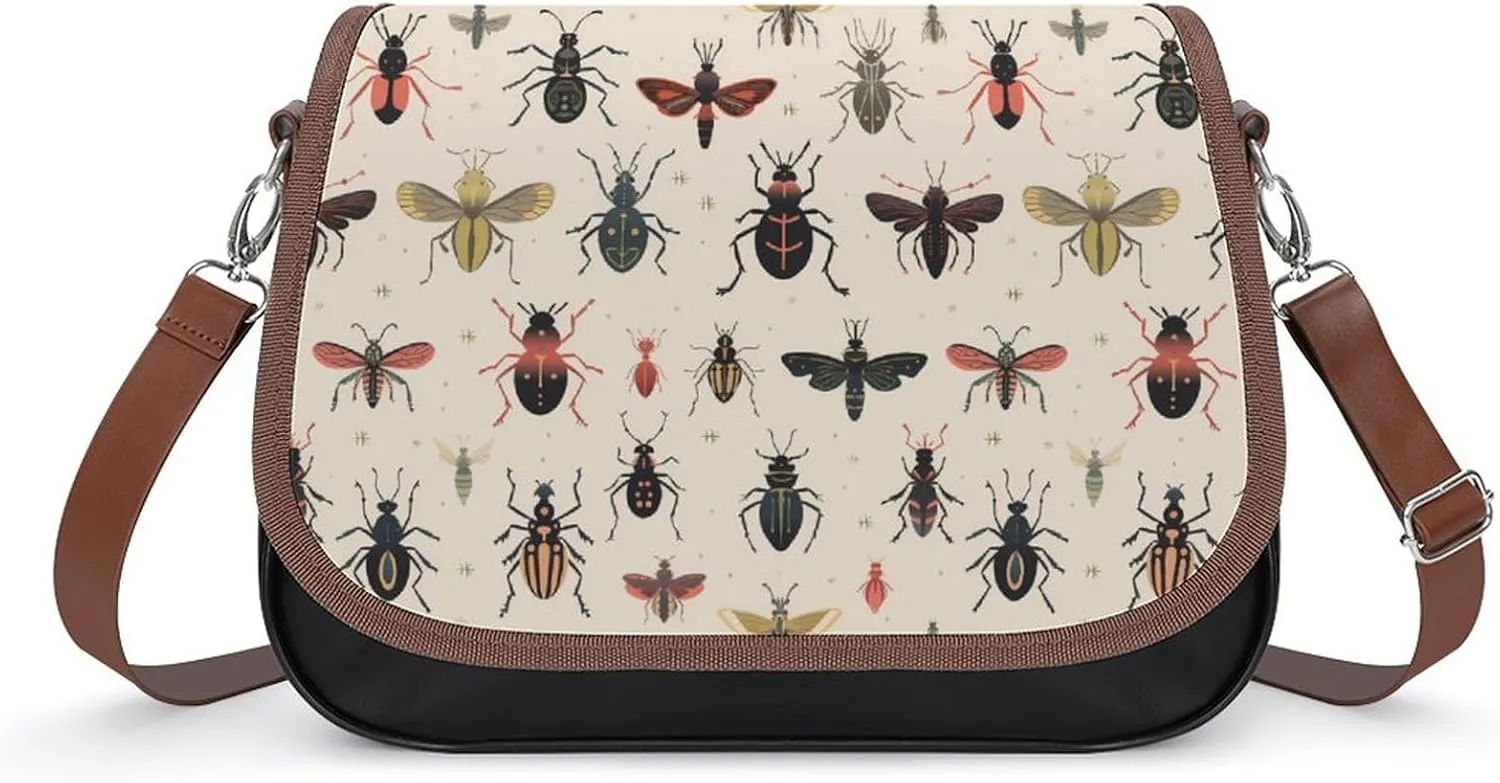 Insect Funny Women's Crossbody Bags Novelty Leather Purse Handbag Shoulder Bag