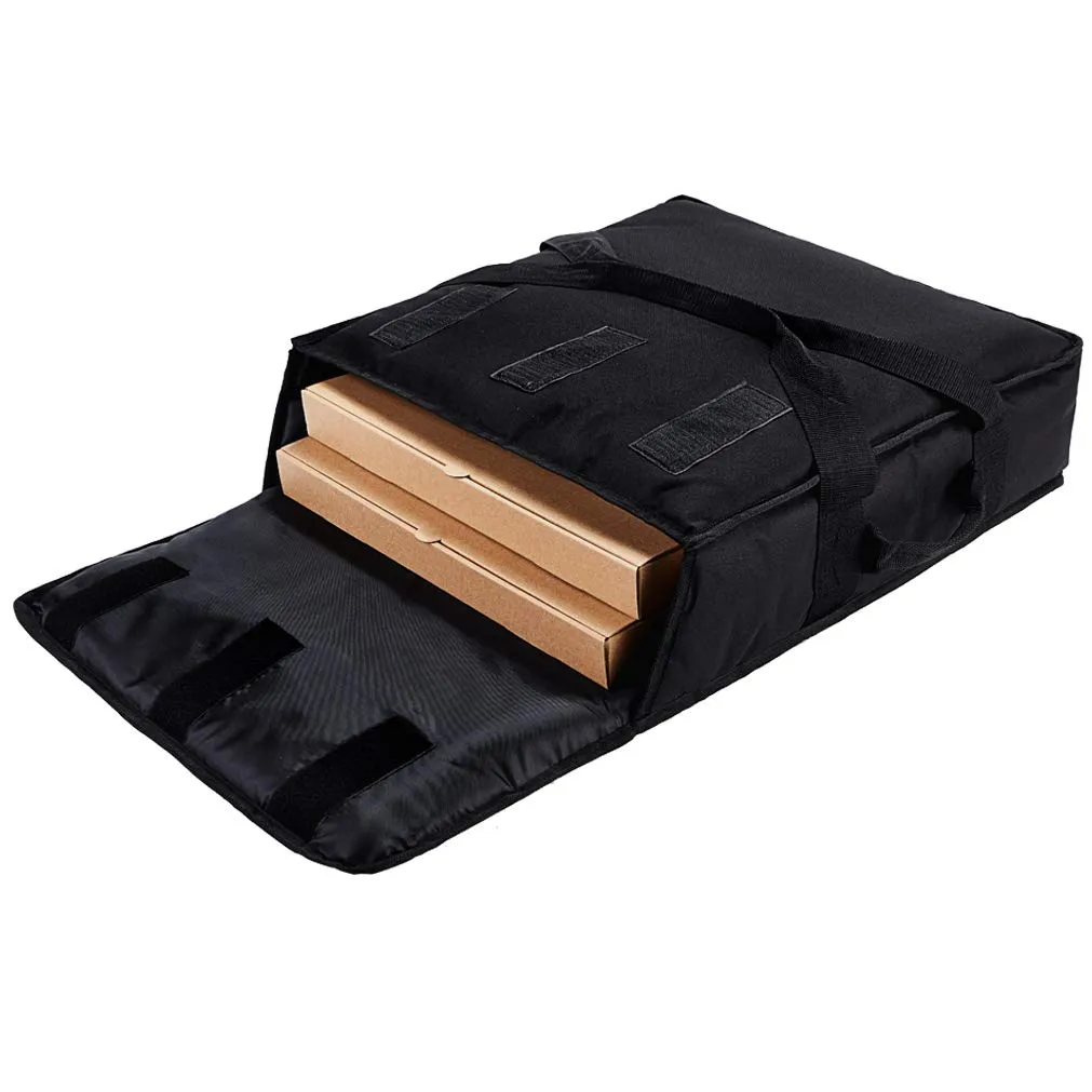 Insulated Food Delivery Bag Pizza Delivery Bags Professional Pizza Warmer Carrier Bags Moisture Free for 2-16" or 2-18" (Black, 20"X20"X6")