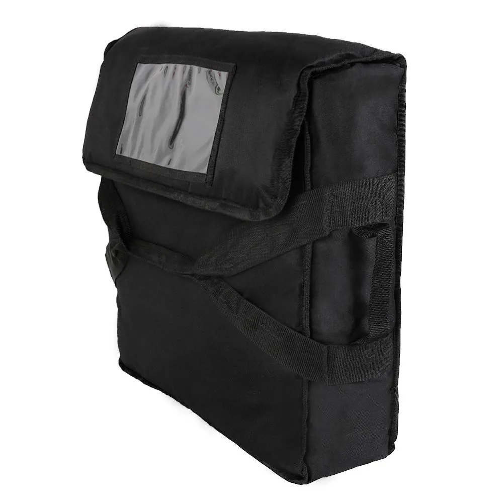 Insulated Food Delivery Bag Pizza Delivery Bags Professional Pizza Warmer Carrier Bags Moisture Free for 2-16" or 2-18" (Black, 20"X20"X6")