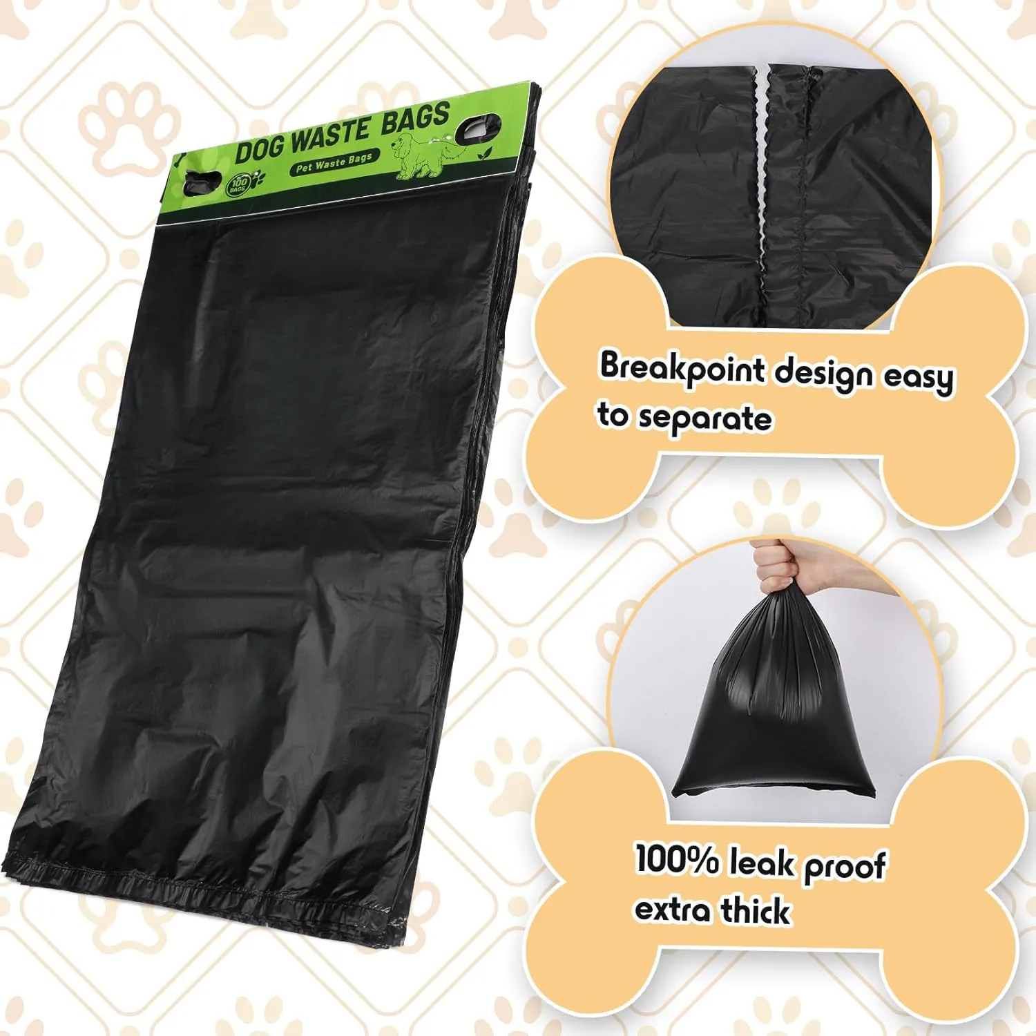 Ireer 1000 Pcs Header Bag Bulk Dog Pet Waste Bags Bulk Poop LeakProof Easy Single Pull Bags for Poop Dog Station Fit Hang Hole Dispenser Pet Waste Bag for Home Outdoor