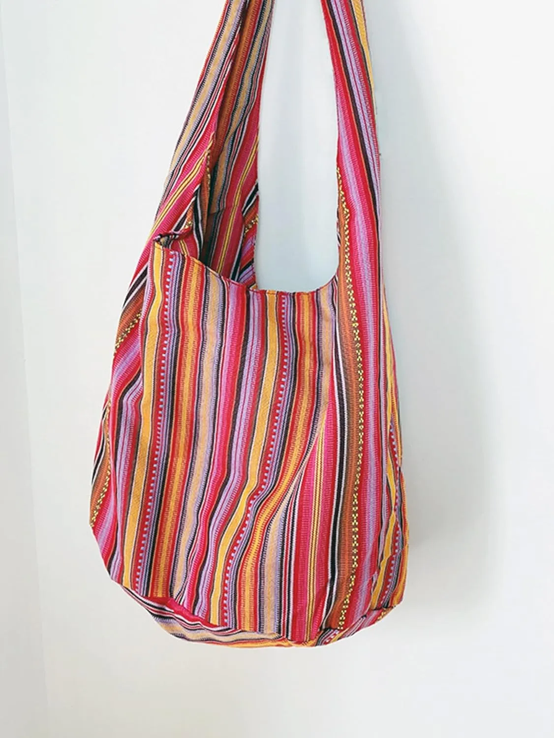 Irsutey Women One Shoulder Hand-Held Cotton Linen Jacquard Canvas Casual Shopping Bag