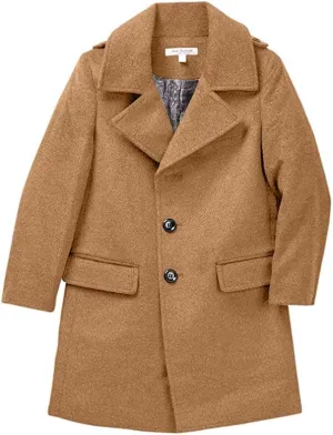 Isaac Mizrahi Boy’s Single Breasted Wool Overcoat with Epaulets - Colors