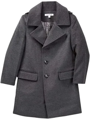 Isaac Mizrahi Boy’s Single Breasted Wool Overcoat with Epaulets - Colors