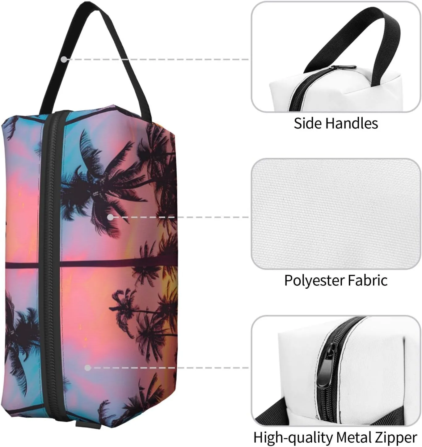 Island Palm Tree Travel Toiletry Bag for Women Men, Portable Hanging Toiletry Bag, Waterproof Dopp Kit Cosmetic Organizer, Large Capacity Shaving Bag Makeup Bag