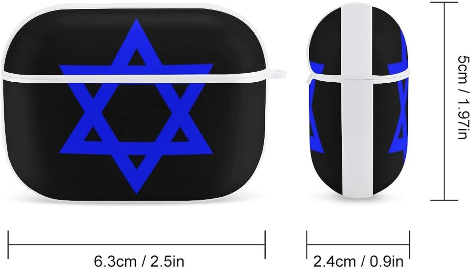 Israel Flag Hexagram Star Funny Hard Case Compatible with Airpods Pro Earbuds Headset Cover Protective Storage Bag for Men Women