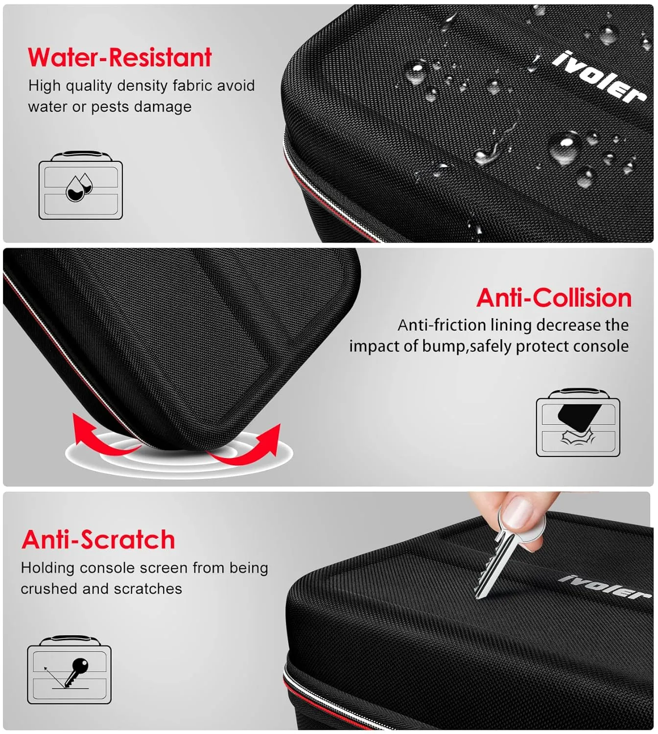 ivoler Carrying Storage Case for Nintendo Switch/For Switch OLED Model (2021),Portable Travel All Protective Hard Messenger Bag Soft Lining 18Games for Switch Console Pro Controller Accessories Black