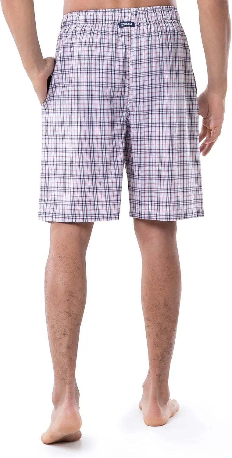 IZOD mens Printed Poplin Relaxed Fit Drawstring Sleep Shorts