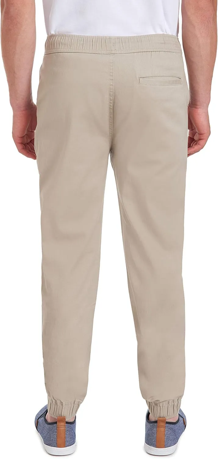 IZOD Men's Young Uniform Jogger Pants, Elastic Waistband with Drawstring Closure, Stretch Twill Fabric