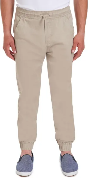 IZOD Men's Young Uniform Jogger Pants, Elastic Waistband with Drawstring Closure, Stretch Twill Fabric