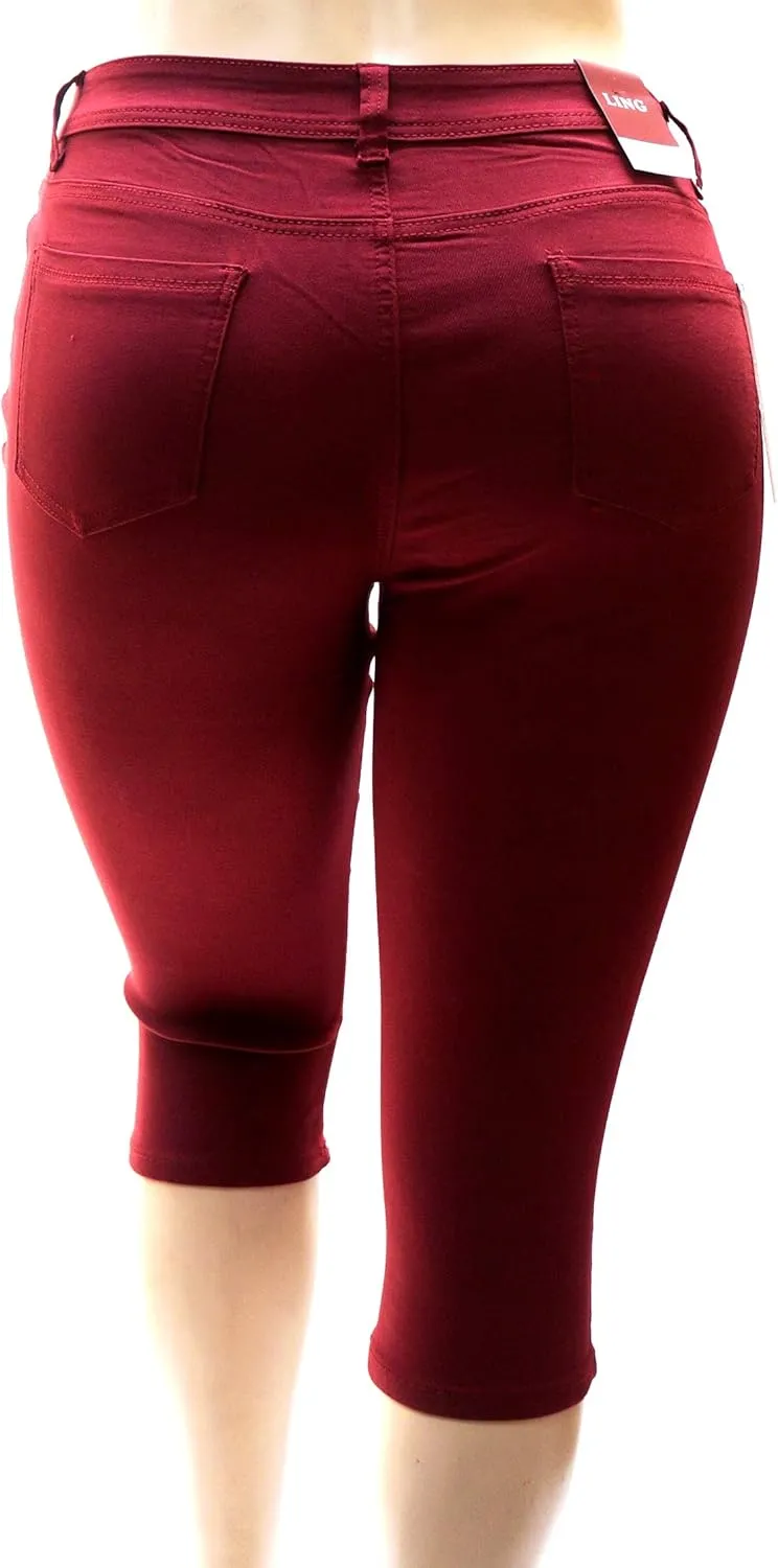 Jack David LING Womens Plus Size Stretch Blue/Black Capri Twill Denim Jeans