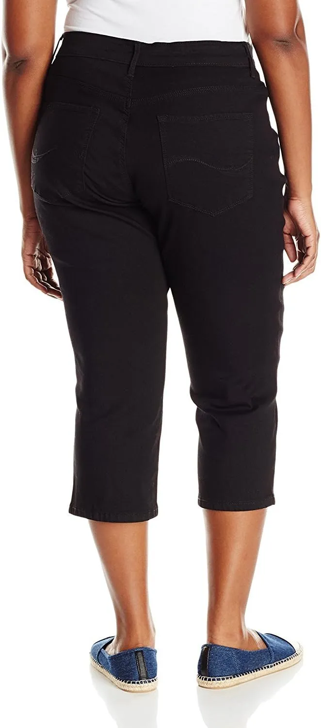 Jack David LING Womens Plus Size Stretch Blue/Black Capri Twill Denim Jeans