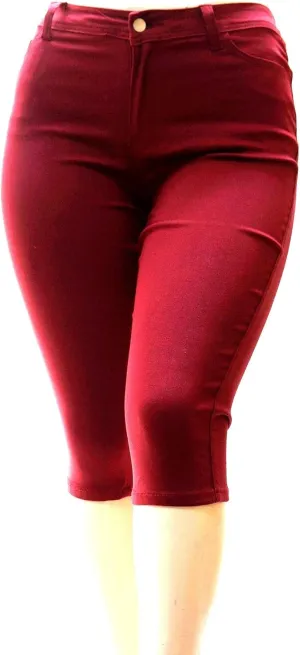 Jack David LING Womens Plus Size Stretch Blue/Black Capri Twill Denim Jeans
